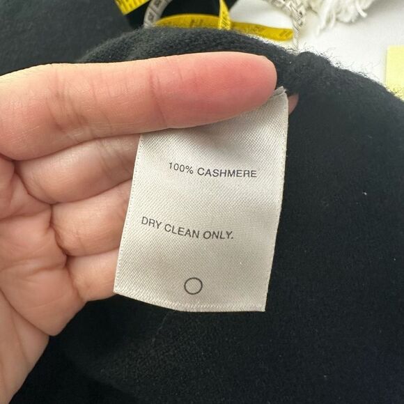 CLASSIQUES ENTIER Black Collared 100% Cashmere Knit Pullover Sweater sz M Petite - Picture 7 of 7